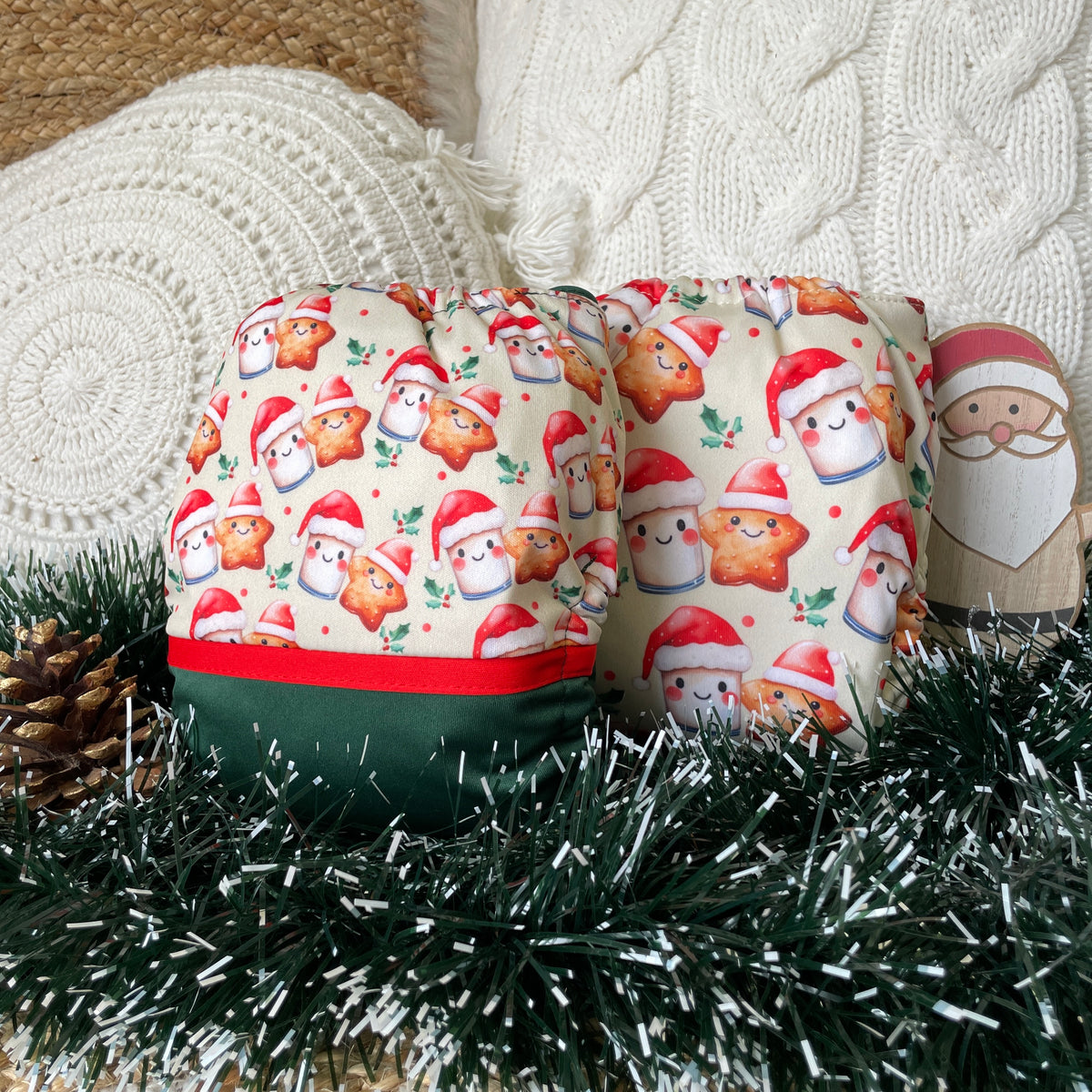 Les Confections Lili | Washable diaper | GRANDE taille | Santa's snack (wrap)