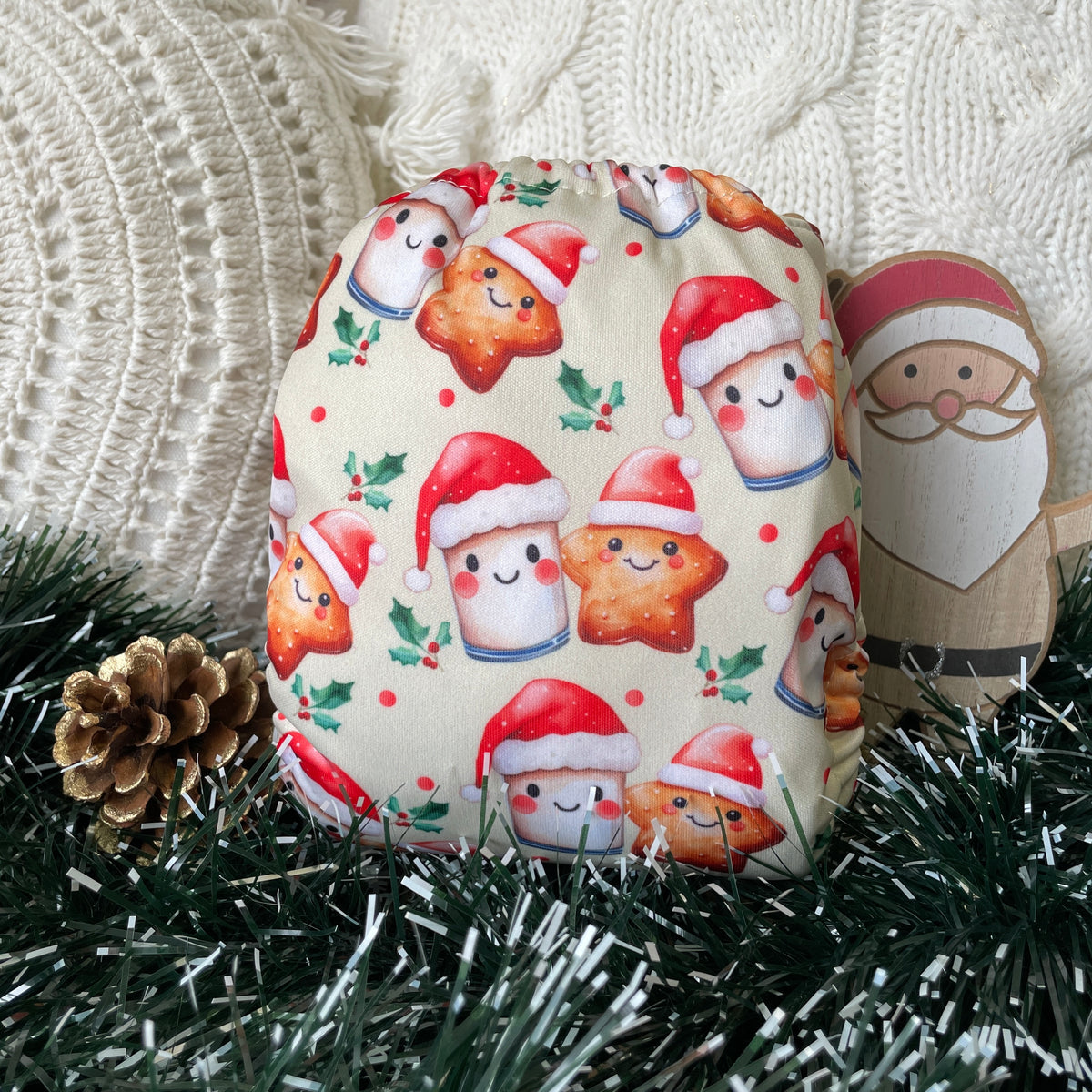 Les Confections Lili | Washable diaper | GRANDE taille | Santa's snack (Full Print)