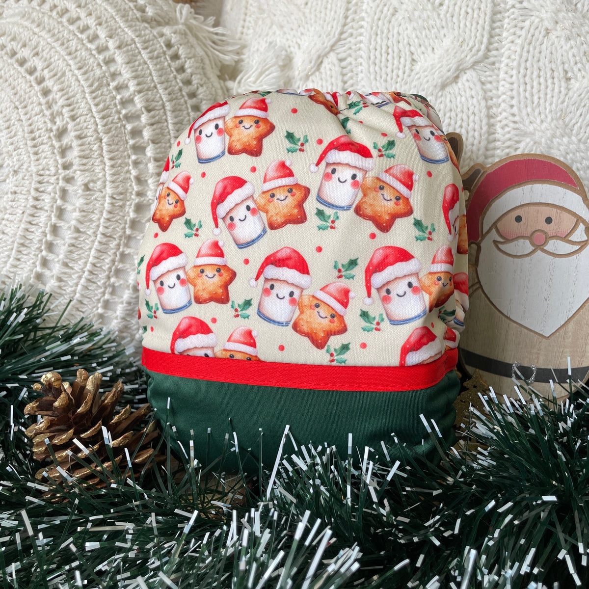 Les Confections Lili | Washable diaper | GRANDE taille | Santa's snack (wrap)