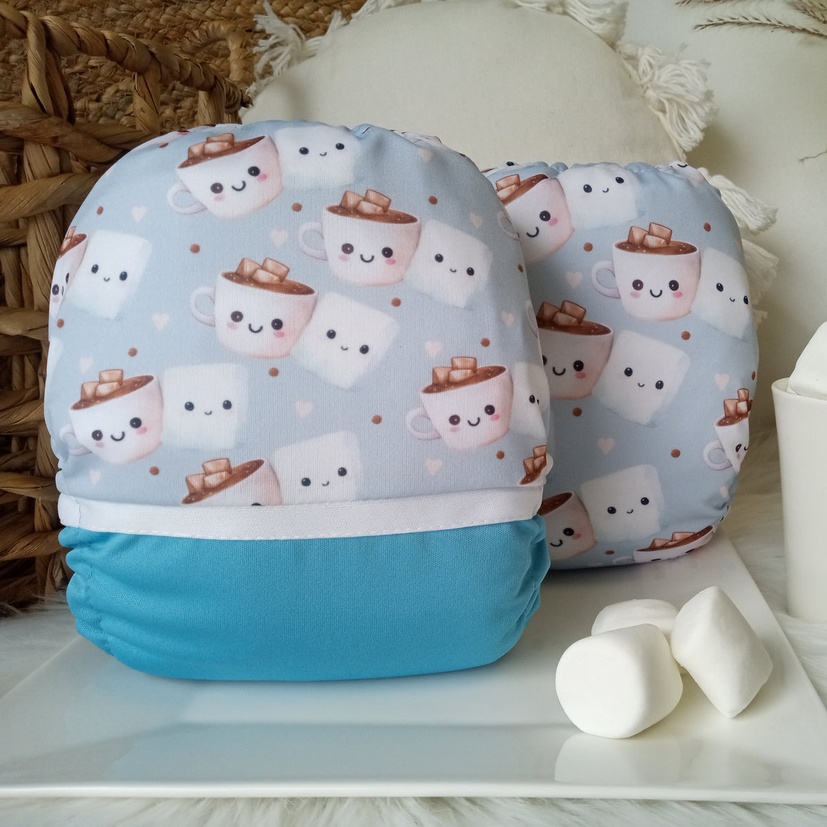 Les Confections Lili | Washable diaper | GRANDE taille | Hot chocolate & Marshmallows (wrap)