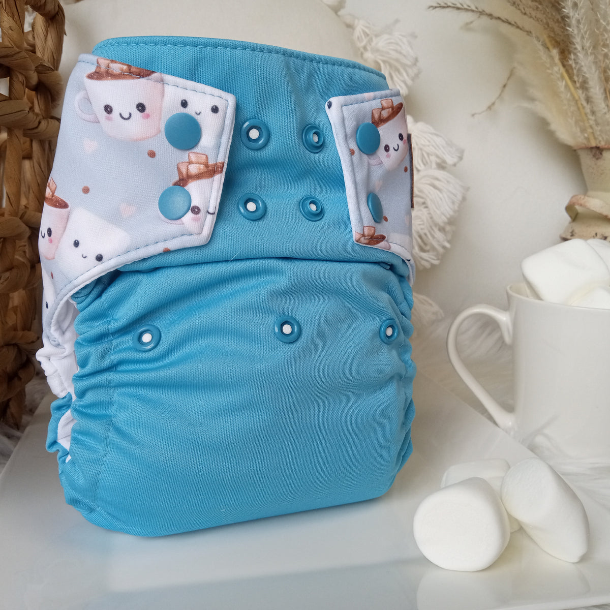 Les Confections Lili | Washable diaper | GRANDE taille | Hot chocolate & Marshmallows (wrap)