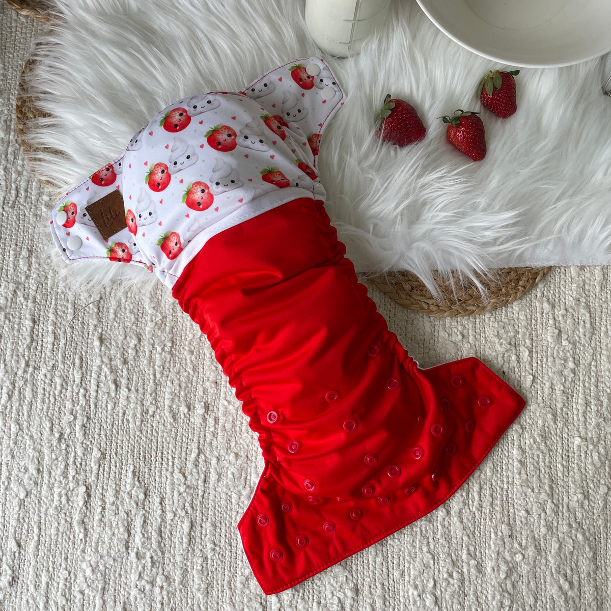 Les Confections Lili | Washable diaper | One size | The love birds - Strawberry & Cream (wrap)