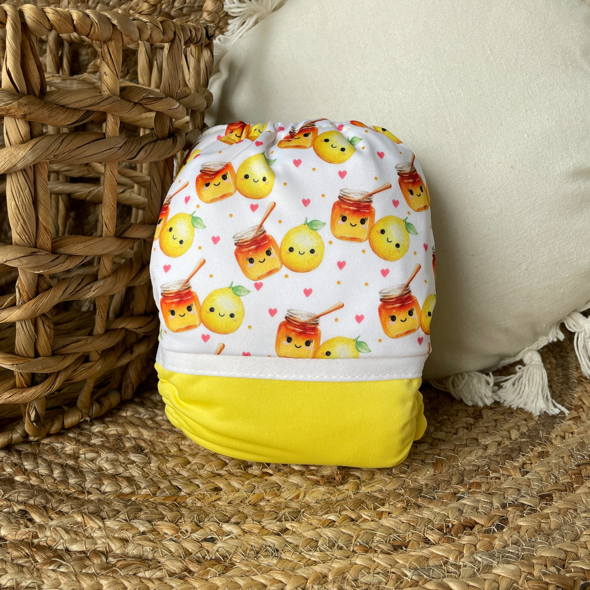 Les Confections Lili | Washable diaper | LARGE size |  Honey & lemon (wrap)