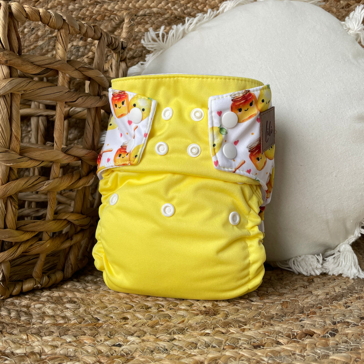 Les Confections Lili | Washable diaper | LARGE size |  Honey & lemon (wrap)