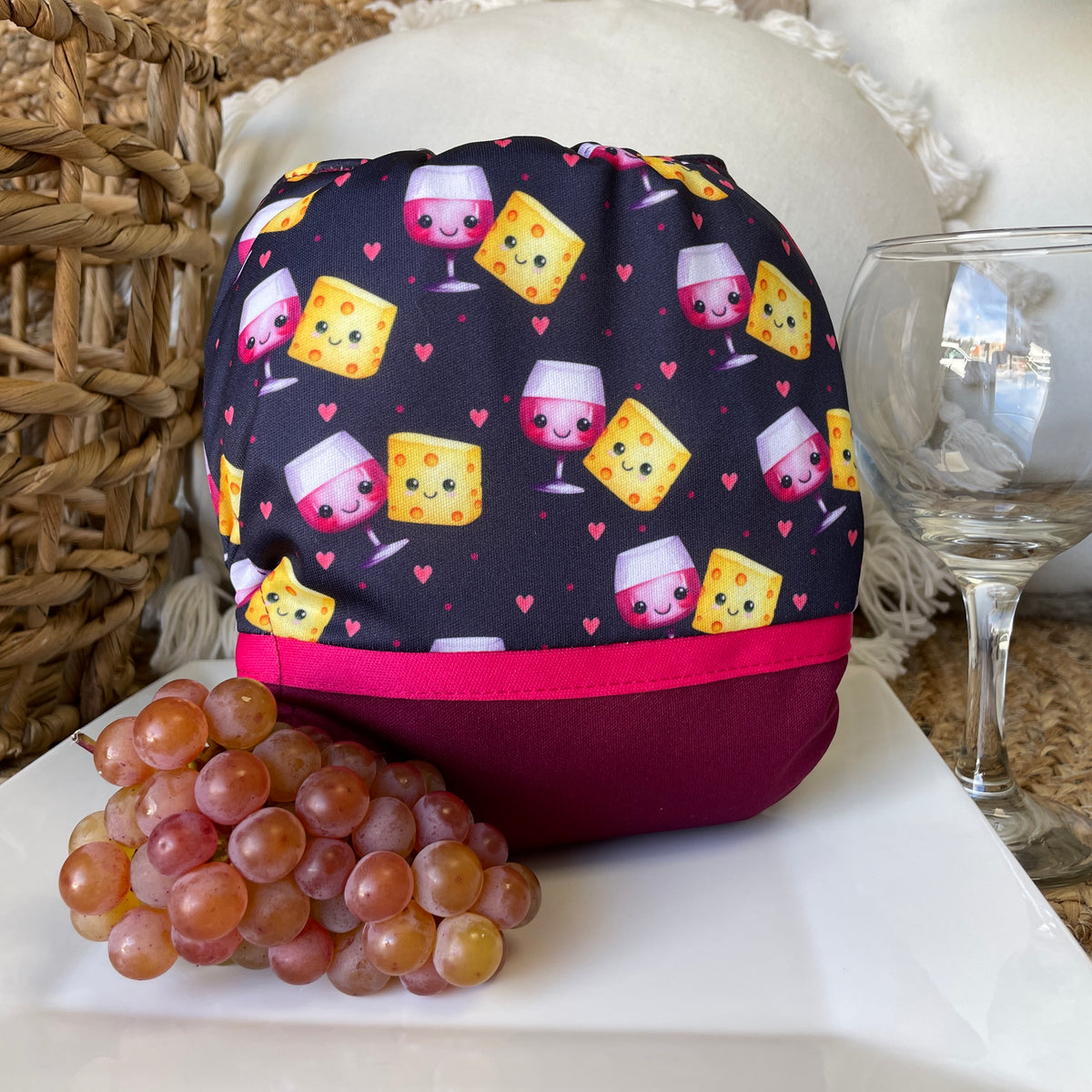 Les Confections Lili | Washable diaper | GRANDE taille | Wine & Cheese (wrap)