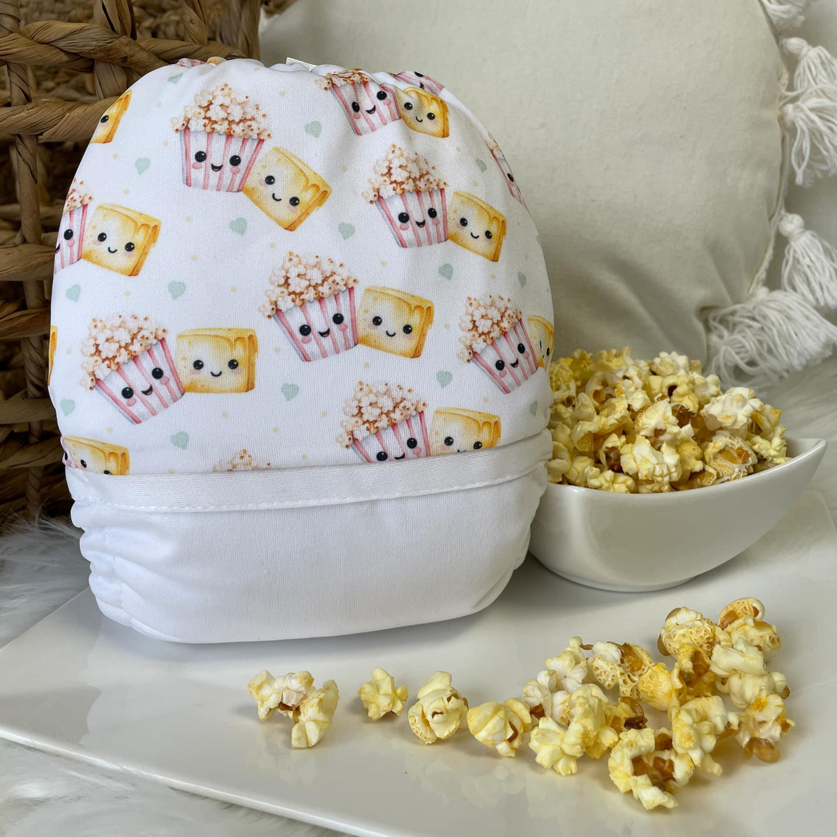 Les Confections Lili | Washable diaper | GRANDE taille | Extra butter pop corn (wrap)