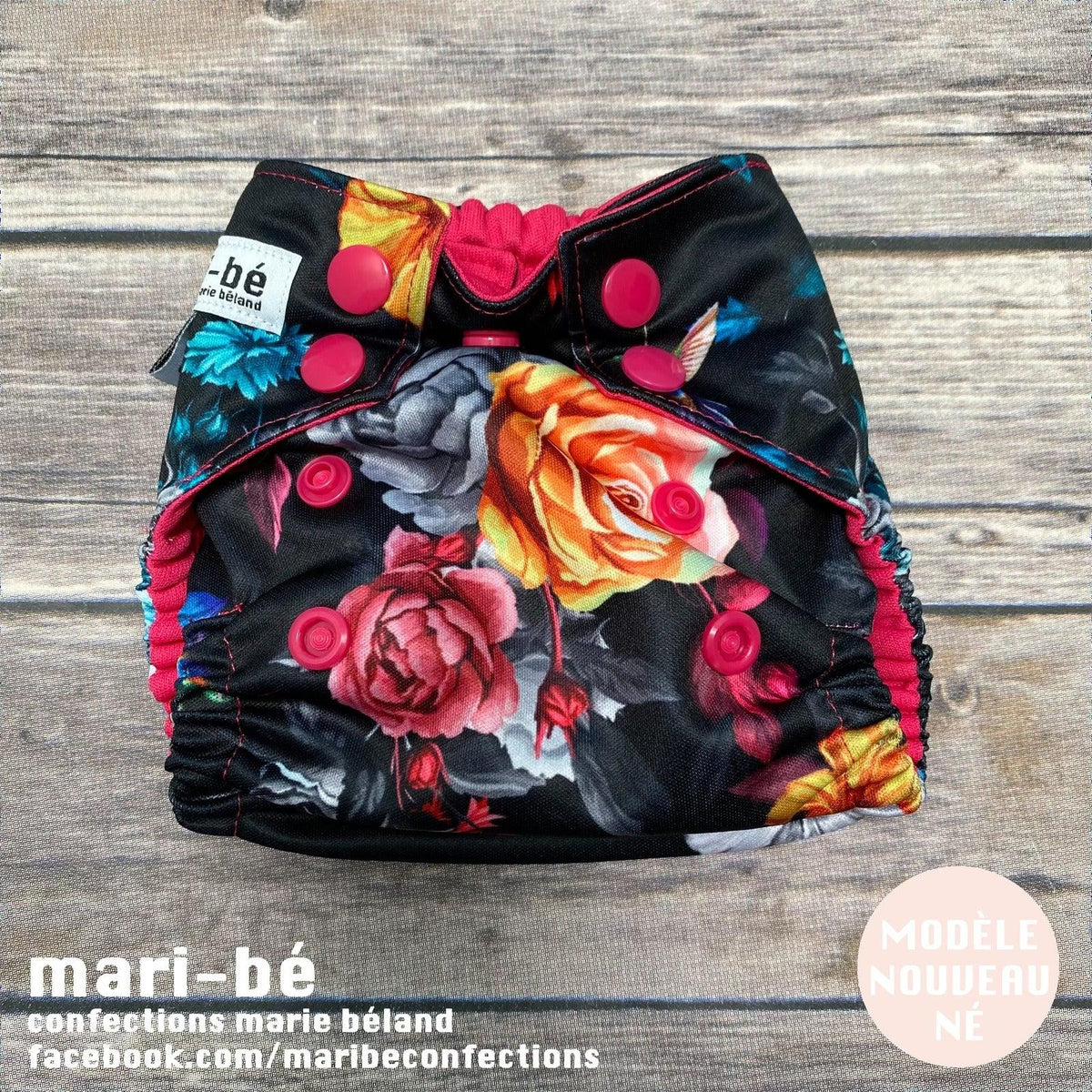 Mari-bé | Couche lavable à poche | Taille NOUVEAU-NÉ | Colibri - Mari-bé Confections Marie Béland